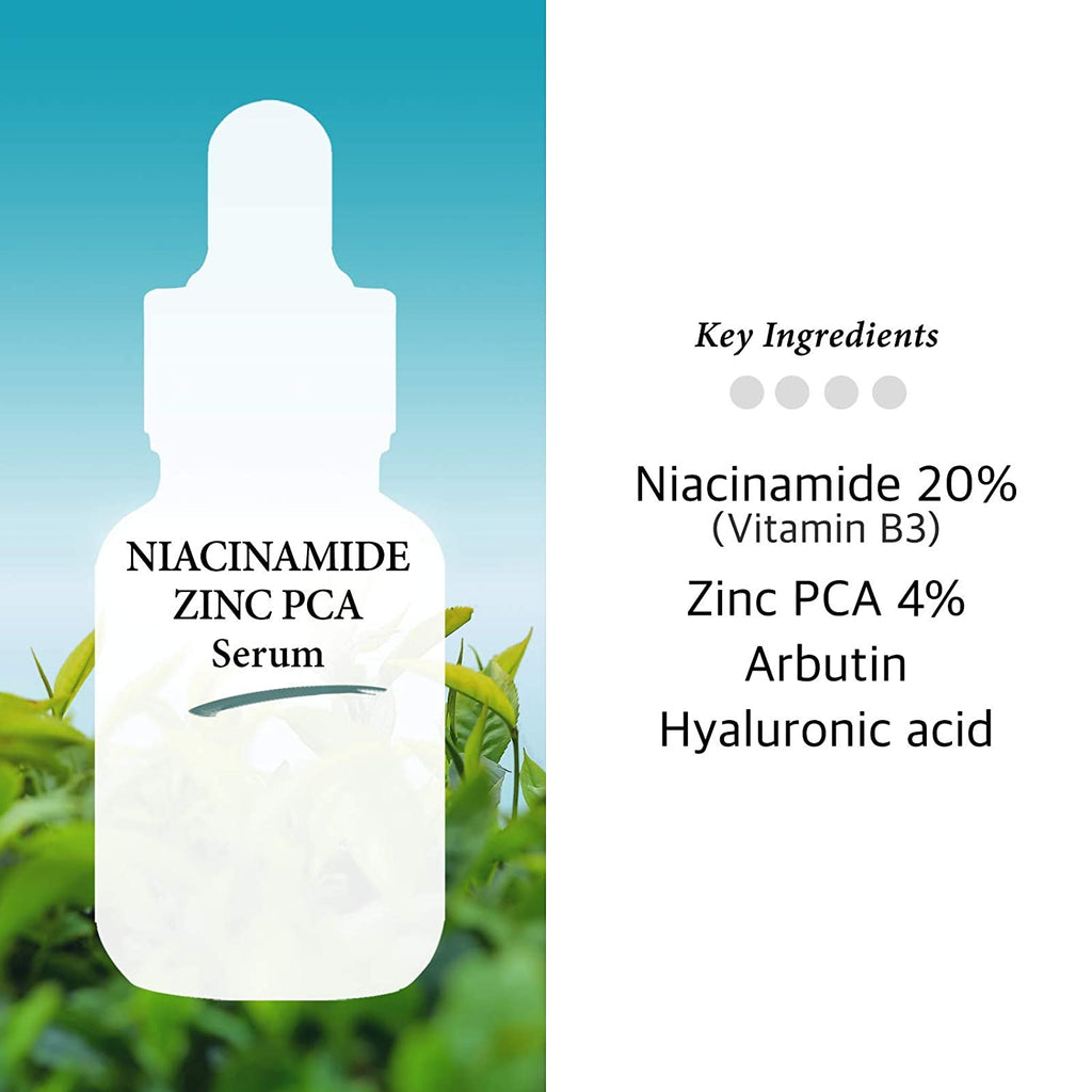 Niacinamide 20% + Zinc PCA 4% Serum for Face, Pore Reducer, Uneven Skin Tone Treatment, Diminishes Acne Prone, Skin Balancing Pore Reducing, Restores Elasticity, 1 Fl Oz Cos De BAHA