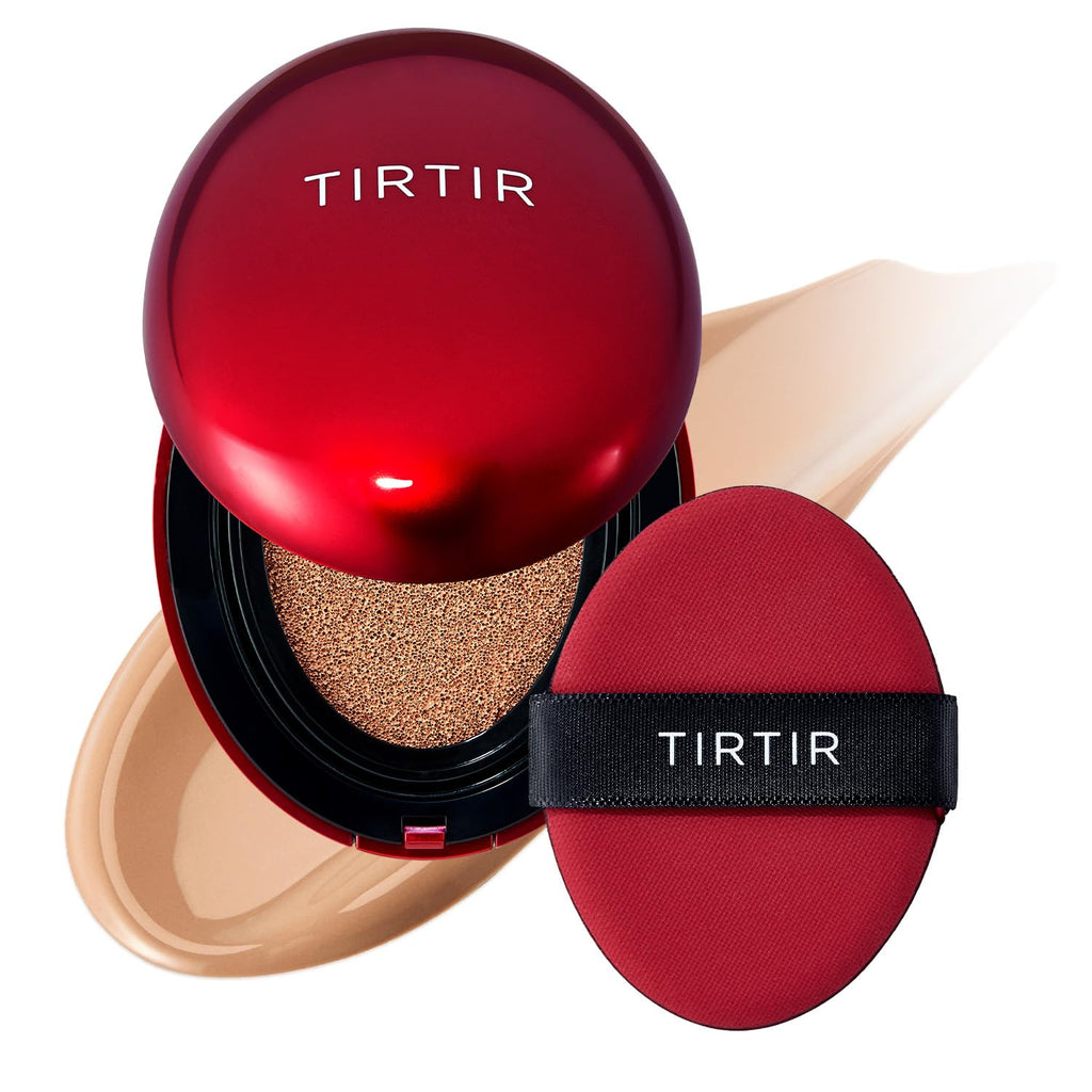 TIRITR Mask Fit Red Cushion Foundation | Japan'S No.1 Choice for Glass Skin, Long-Lasting, Lightweight, Buildable Coverage, Semi-Matte, All Skin Types, Korean Cushion Foundation, (0.63 Oz.), 21N Ivory