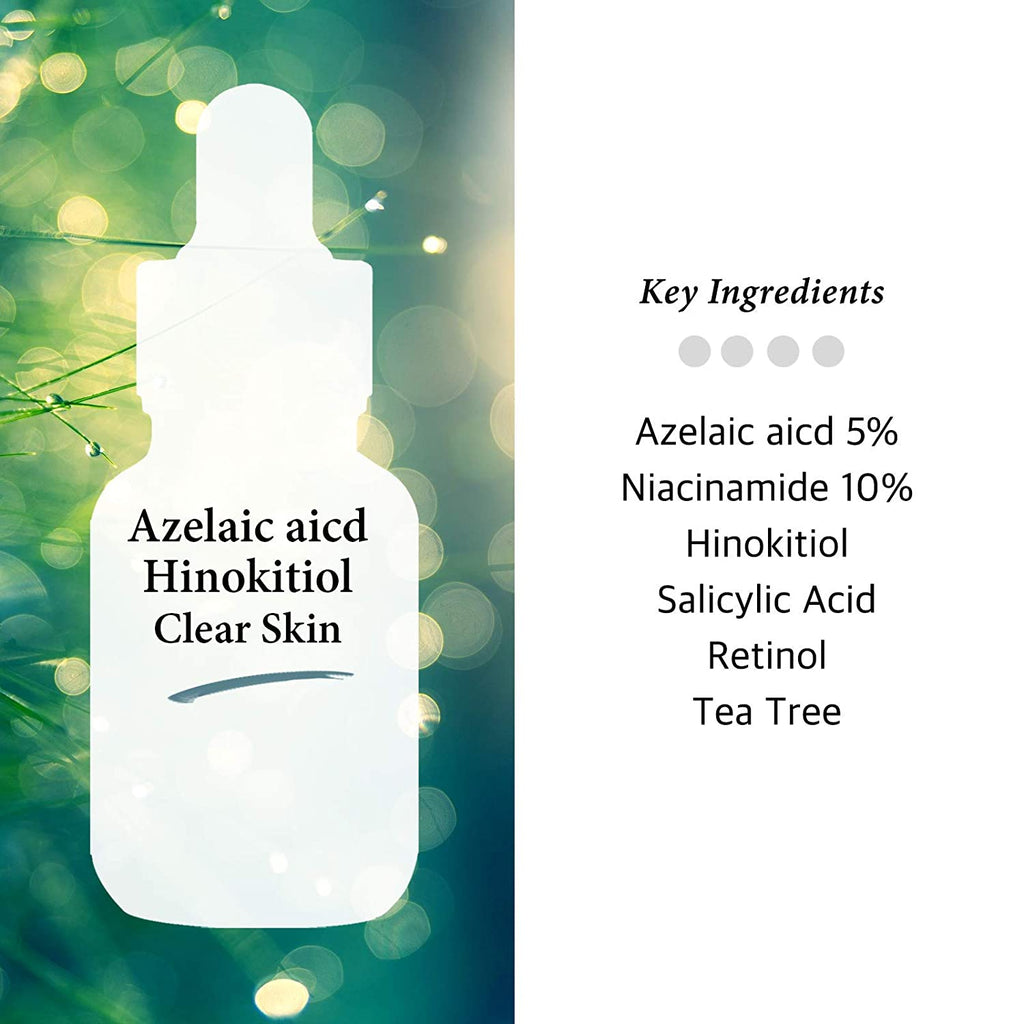 Azelaic Acid + Tea Tree Clear Skin Facial Serum with Niacinamide 10%, Salicylic Acid, Retinol - Fast & Efficient Cystic Acne, Age-Defying, Relieve Trouble Skin Formula, 1 Fl Oz (30Ml) Cos De BAHA