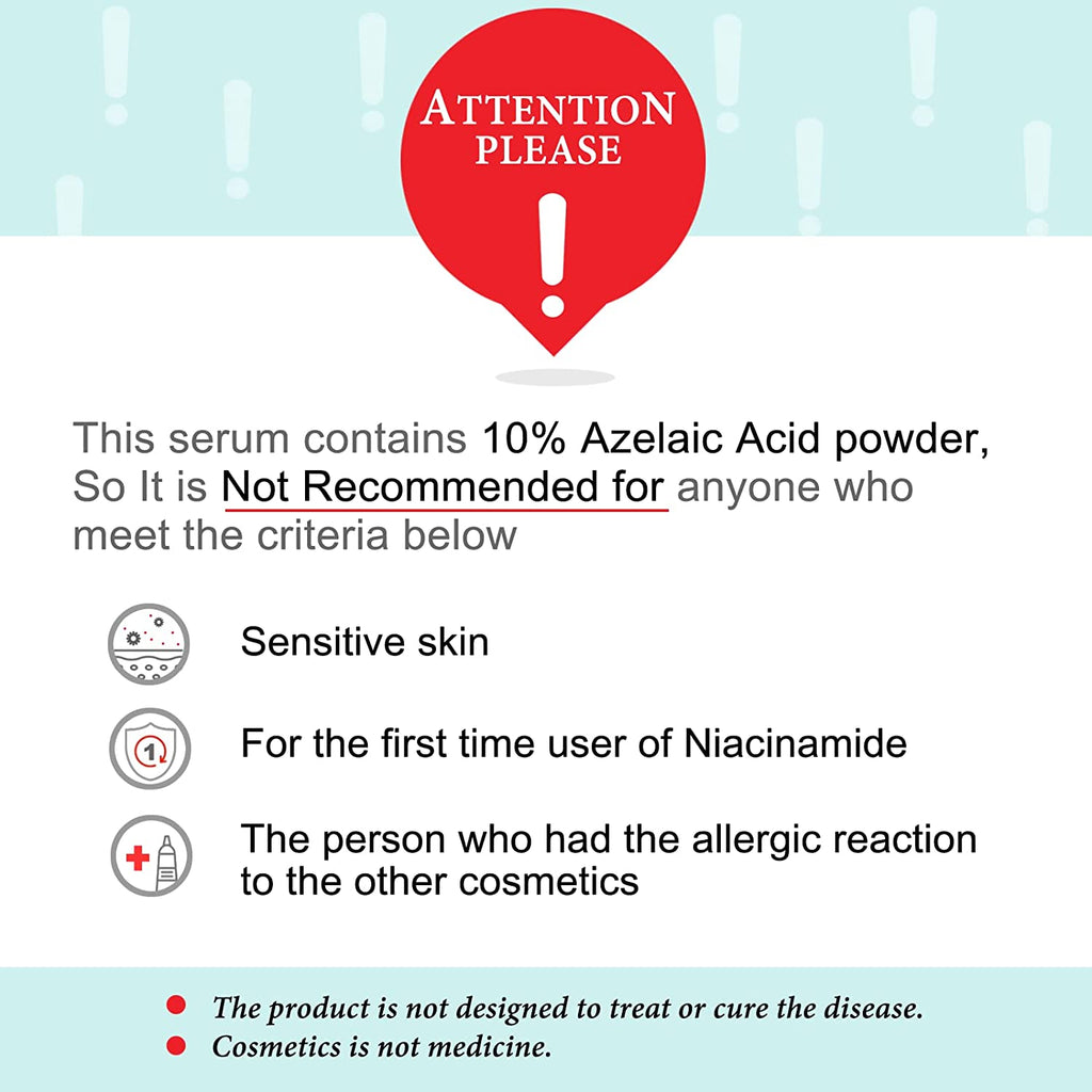 Azelaic Acid 10% Facial Serum with Niacinamide - Fast Rosacea Skin Care Product + Reduce Cystic Acne Scar + Redness Relief Face + Pimple Pigmentation Blackhead, 1 Fl Oz (30Ml) Cos De BAHA