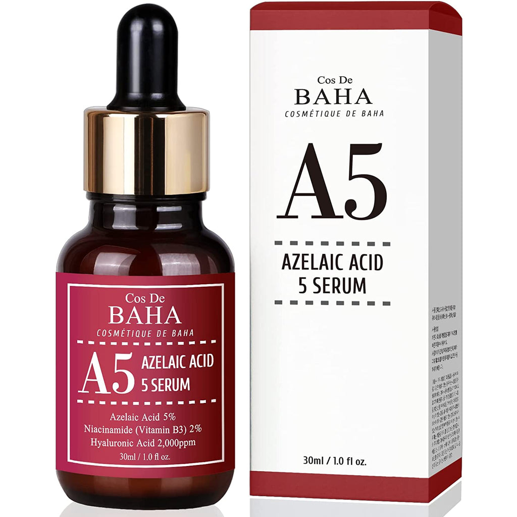 Azelaic Acid 5% Facial Serum with Niacinamide - Fast Rosacea Skin Care Product + Reduce Cystic Acne Scar + Redness Relief Face + Pimple Pigmentation Blackhead, 1 Fl Oz (30Ml) (5% Azelaic Acid) Cos De BAHA