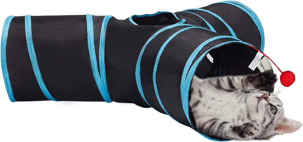 Tempcore Pet Cat Tunnel Tube Toys 3 Way Collapsible, Tunnels for Indoor Cats，Kitty Bored Peek Hole Toy Ball Cat, Puppy, Kitty, Kitten, Rabbit
