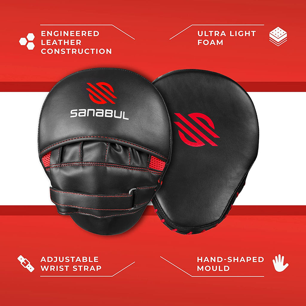 Sanabul Essential Curved Punching Mitts for Boxing and MMA | Ultimate Boxing Mitts & Pads Training Gear for Athletes | High-Performance Focus Mitts Muay Thai Pads for Sparring & Training Boxing Pads