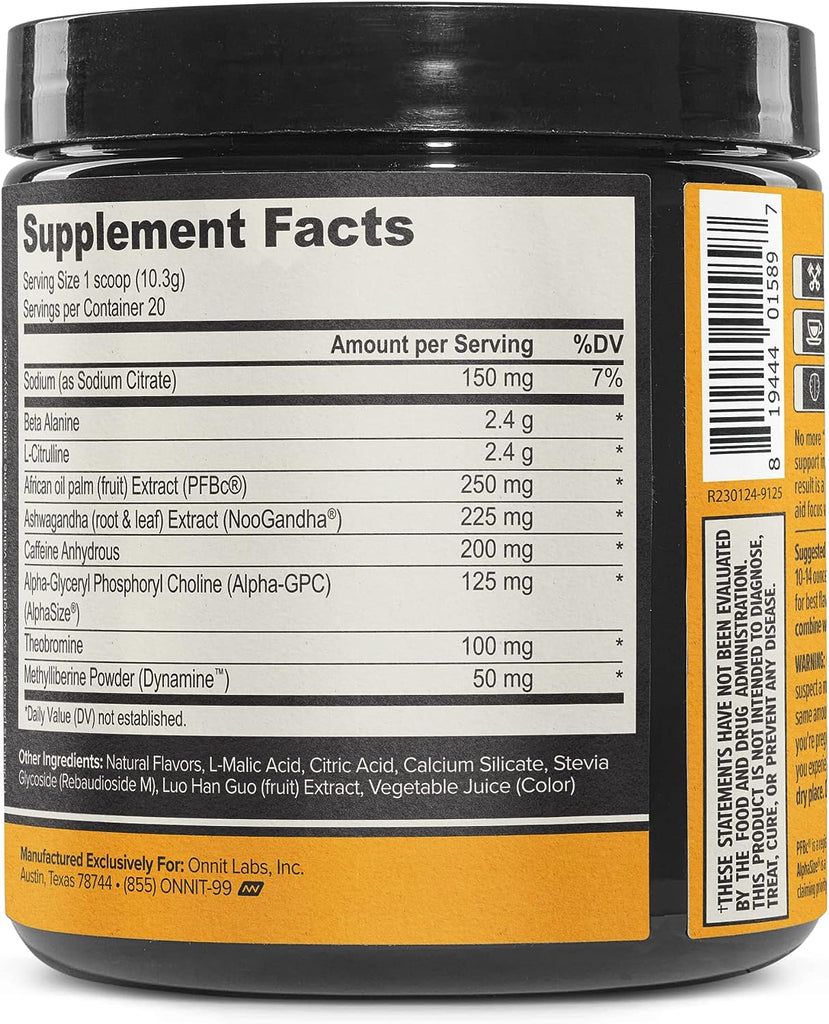 ONNIT Alpha Brain Pre-Workout - Tiger'S Blood (20 Serving Tub)
