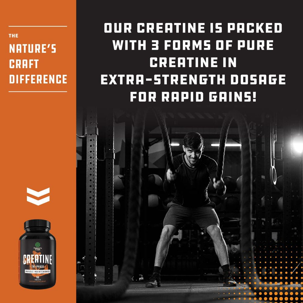 High Strength Tri Phase Creatine Pills - Muscle Mass Gainer and Muscle Recovery Creatine HCL Pyruvate and Creatine Monohydrate Pills - Optimal Muscle Builder Creatine Pre Workout for Women and Men