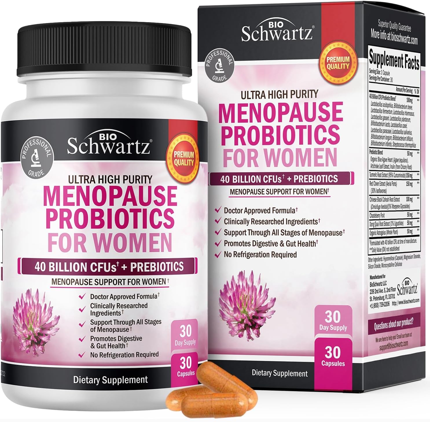 Menopause Support Probiotics for Women - Natural Menopause Relief for Hot Flashes Night Sweats Mood Swings and Hormone Balance - Menopause Supplements for Women with Astragalus - 30 Count 30 Servings