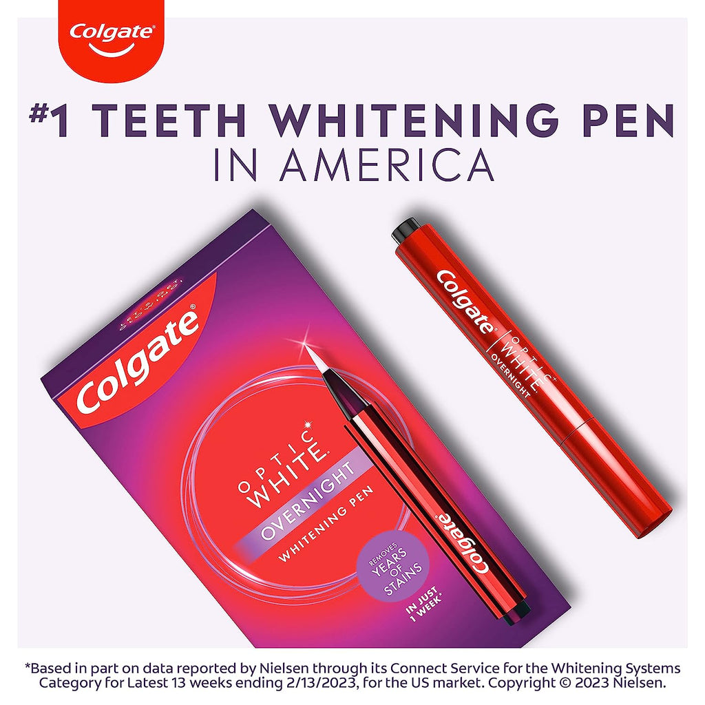 "Colgate Optic White Overnight Teeth Whitening Pen - Whiten Teeth in Just 35 Nights!"