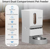 Automatic Cat Feeders,Double Hopper Automatic Cat Food Dispenser with Freshness Preservation,Timed Cat Feeders for Dry Food,Cat Feeder 2.4G Wi-Fi Enabled App Control Stainless Steel Bowl for Cats Dogs