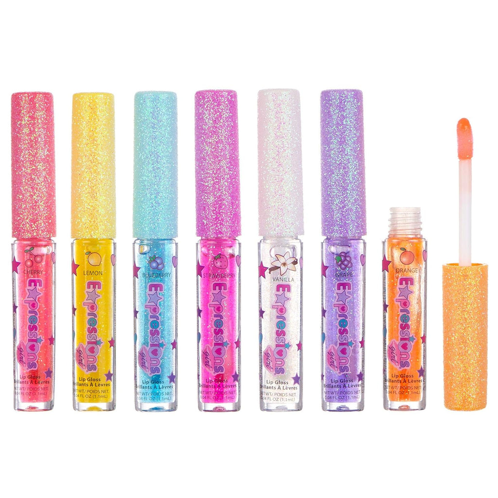 "Fruitylicious Lip Gloss Set: 7 Delicious Flavors for Teen Girls - Perfect Party Favors, Safe and Fun Makeup for Kids & Teens"