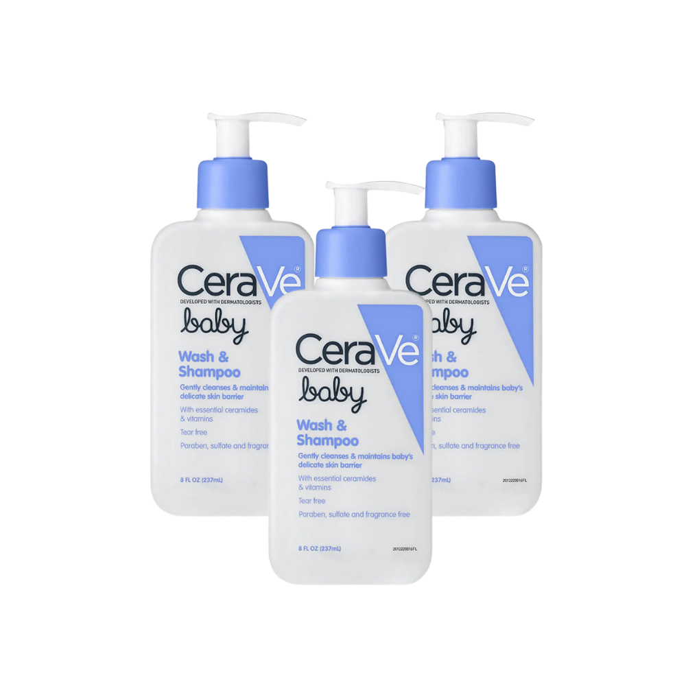 CeraVe Baby Wash & Shampoo - Fragrance, Paraben, & Sulfate Free Shampoo for Tear-Free Baby Bath Time - 8oz/237ml