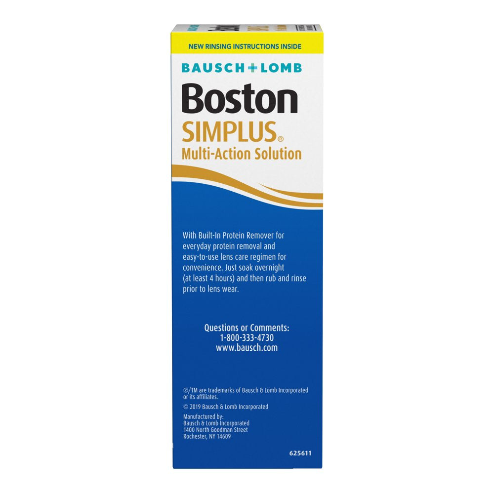 Boston SIMPLUS Multi-Action Contact Lens Solution to Clean and Condition Rigid Gas Permeable Lenses – from Bausch + Lomb, 3.5 Fl. Oz.