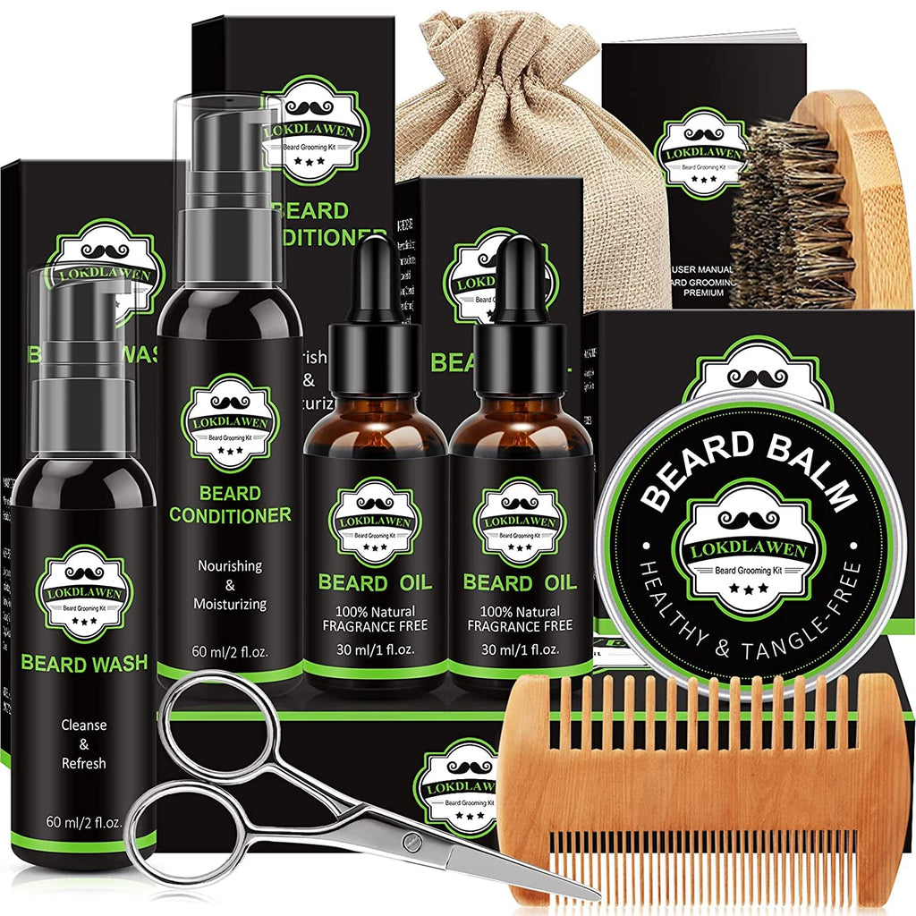 "Ultimate Beard Care Kit for Men - Complete Grooming Set with Premium Beard Wash, Conditioner, Oil, Balm, Brush, Comb, Scissors, and Stylish Storage Bag - Perfect Christmas Gifts for Men, Dad, Husband, Boyfriend"