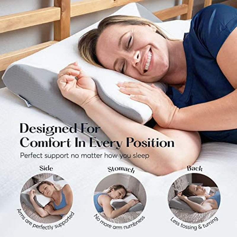 SUTERA - Contour Memory Foam Pillow for Sleeping, Orthopedic Cervical Support for Neck, Shoulder and Back Pain Relief, Ergonomic Pillow for Side, Back and Stomach Sleepers, Washable Cover