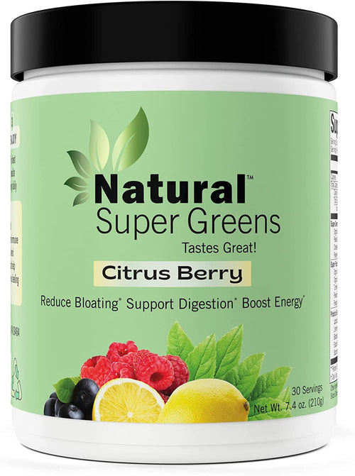Natural Super Greens Powder Organic| Green Supplements| Great Tasting Fruits and Vegetables Juice & Smoothie Mix| Probiotics & Digestive Enzymes| Green Superfood Spirulina & Chlorella (Citrus Berry)