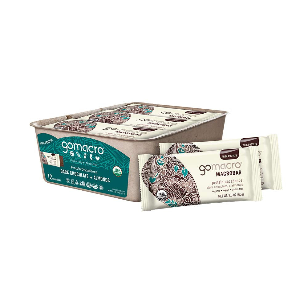 Gomacro Macrobar Organic Vegan Protein Bars - Oatmeal Chocolate Chip (2.3 Ounce Bars, 12 Count)