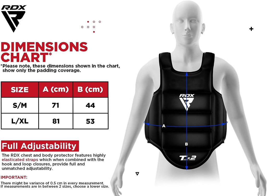 RDX Boxing Body Protector Reversible, Kickboxing MMA Muay Thai Chest Guard, Sparring Training Heavy Punching, Adjustable Shield, Martial Arts Upper Belly Protection Pad, Taekwondo TKD Vest