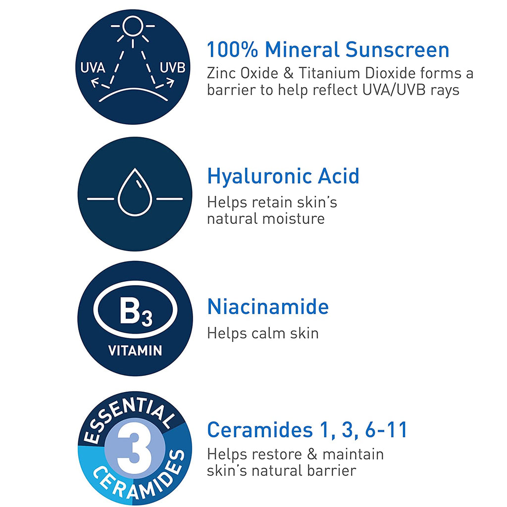 Cerave Tinted Sunscreen with SPF 30 | Hydrating Mineral Sunscreen with Zinc Oxide & Titanium Dioxide | Sheer Tint for Healthy Glow | 1.7 Fluid Ounce