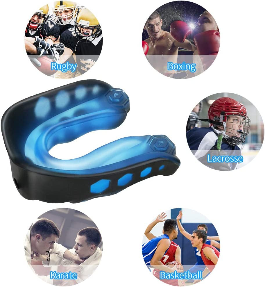 Number-One 2 Pack Soft Mouth Guard with Strap, Professional Sports Mouthguard for Boxing, Jujitsu, MMA, Football, Basketball, Hockey, Karate, Rugby Teeth Armor to Protect Braces for Adult & Youth