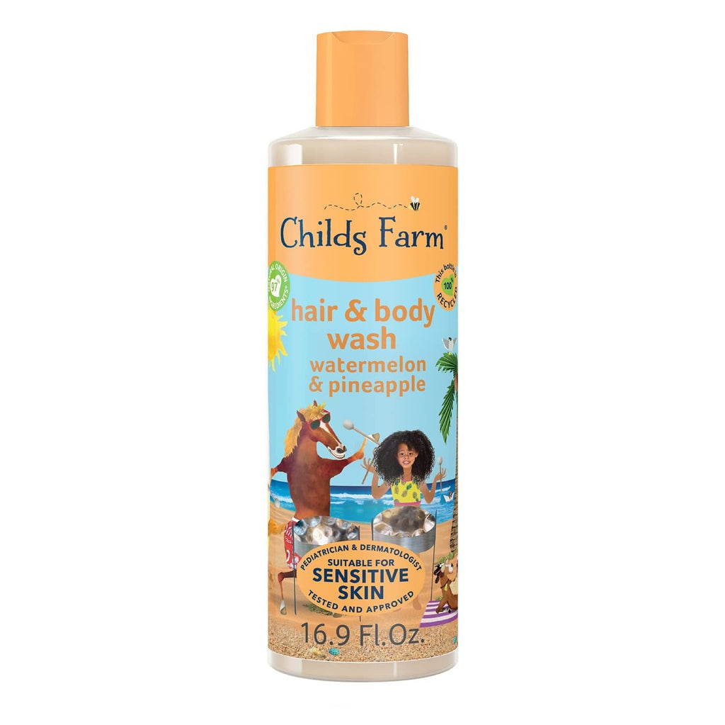 Childs Farm, Kids Hair & Body Wash for Dry, Sensitive Skin, Watermelon & Organic Pineapple, Gently Cleanses, Vegan, Cruelty-Free, 16.9 Fl Oz