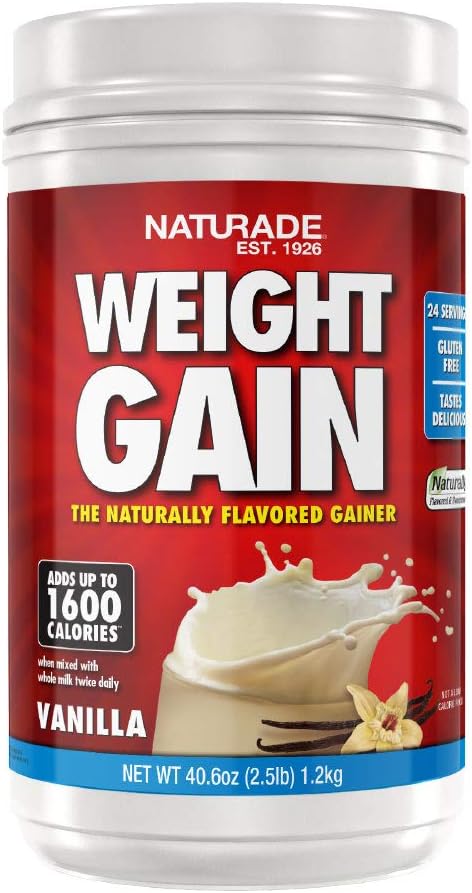 Naturade All-Natural Weight Gain Instant Nutrition Drink Mix, Vanilla, 40.6 Ounce