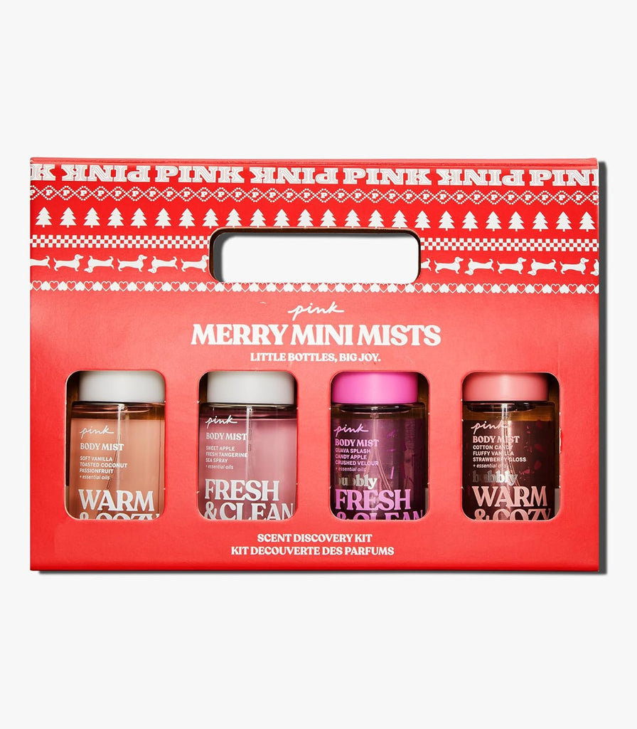 "Victoria's Secret PINK Mini Mist Gift Set: Embrace Warmth, Freshness, and Radiance with 4 Irresistible Scents!"