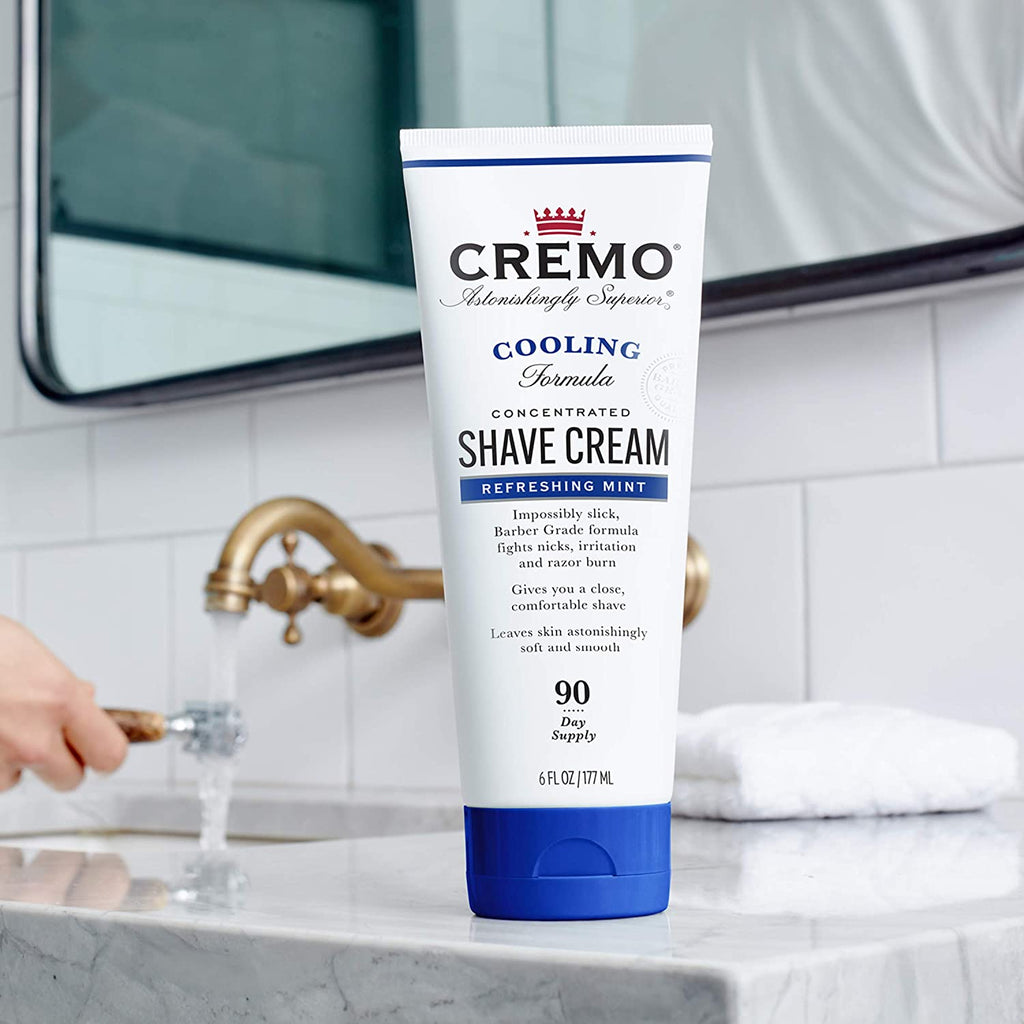 Cremo Barber Grade Cooling Shave Cream, Astonishingly Superior Ultra-Slick Shaving Cream Fights Nicks, Cuts and Razor Burn, 6 Fl Oz (2 Pack), WHITE