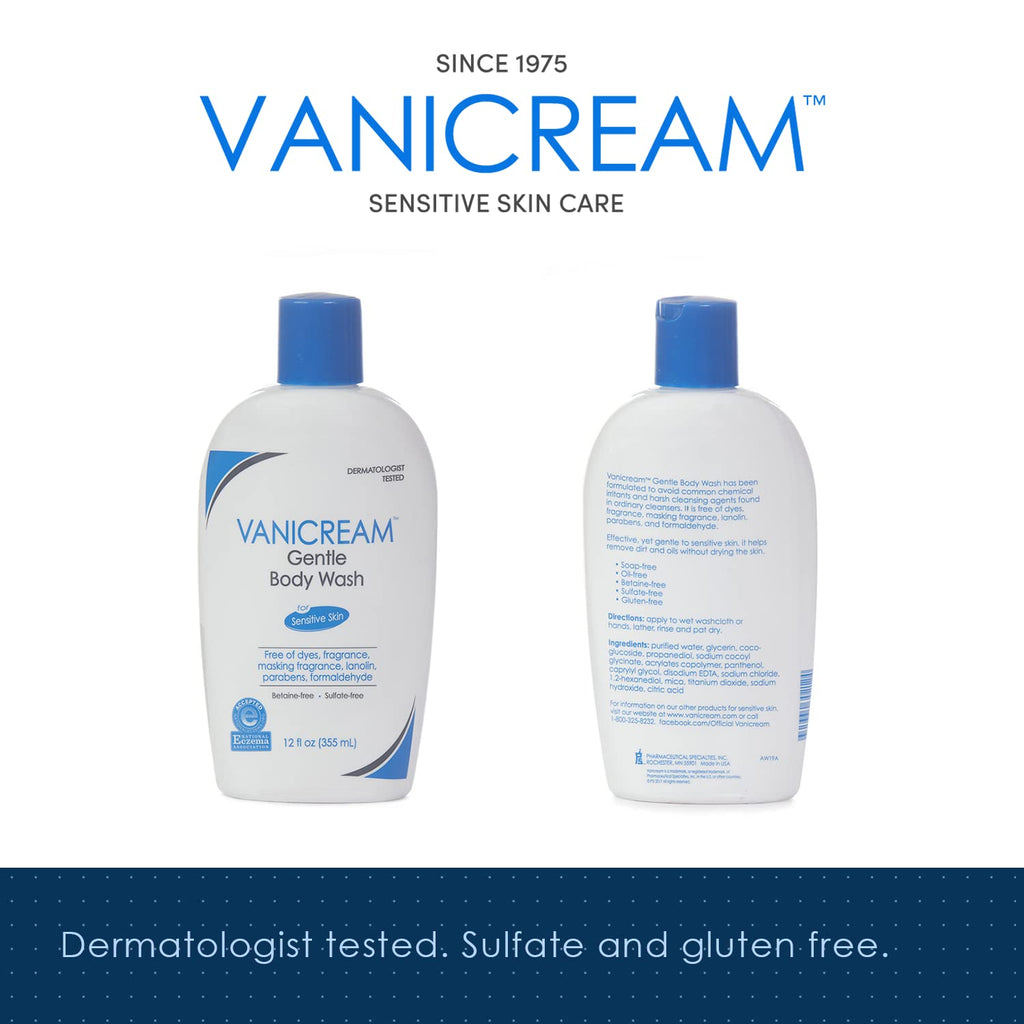 Vanicream Gentle Body Wash | Fragrance, Gluten and Sulfate Free | for Sensitive Skin | 12 Ounce