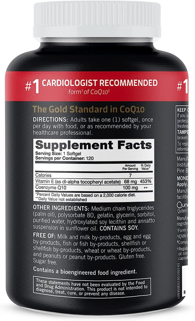 Coq10 100Mg Softgels - Qunol Ultra 3X Better Absorption Coenzyme Q10 Supplements - Antioxidant Supplement for Vascular and Heart Health & Energy Production - 4 Month Supply - 120 Count