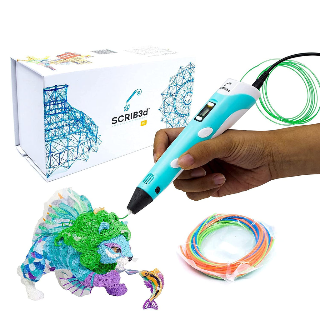 "Create and Craft with the SCRIB3D P1 3D Printing Pen - Complete Set with Display, Filament, Stencils, and Charger"