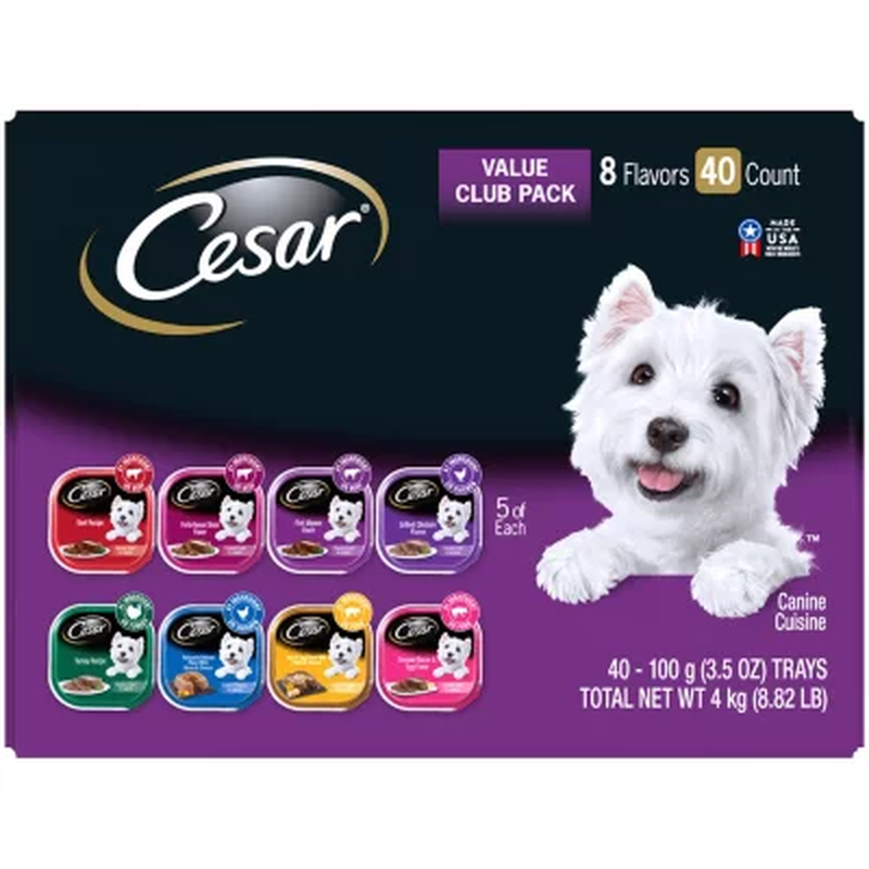 Cesar Canine Cuisine Wet Dog Food, 8 Flavor Variety Pack Classic Loaf in Sauce (3.5 Oz., 40 Ct.) New Holicare`s deal