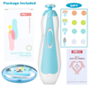 Baby Nail Trimmer Electric, FANSIDI Baby Nail Clippers Safe Baby Nail File Kit with Extra 12 Replacement Pads, Trim Polish Grooming Kit for Newborn Infant Toddler or Adults Toes Fingernails Care, Blue