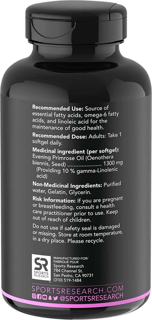 Evening Primrose Oil (1300Mg) 120 Liquid Soft Gels ~ Cold-Pressed with No Fillers or Artificial Ingredients ~ Non-Gmo & Gluten Free