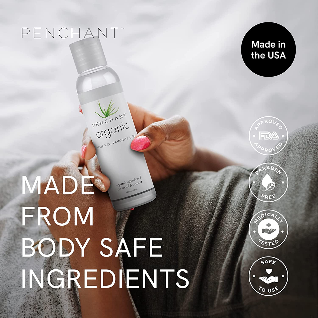 Penchant Organic Lubricant for Sensitive Skin - Aloe Based, Discreet Label - Personal Lube for Women and Men – Lubrication Gel without Parabens or Glycerin 4Oz