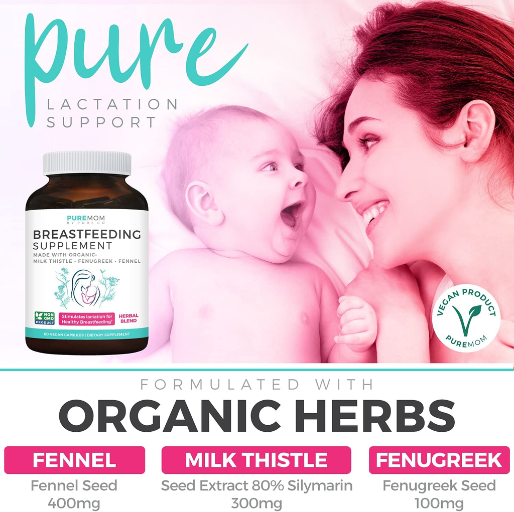 Organic Lactation Supplement - Increase Milk Supply with Herbal Breastfeeding Support - Aid for Mothers - Organic: Fenugreek Seed, Fennel & Milk Thistle - 60 Vegan Capsules New Holicare`s deal