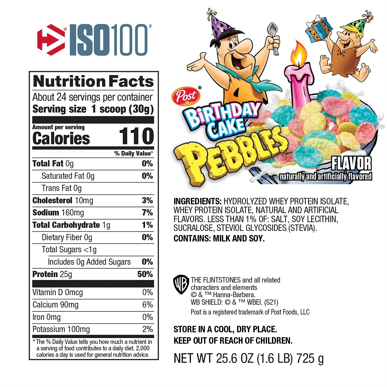 ISO100 Hydrolyzed Protein Powder, 100% Whey Isolate Protein, 25G of Protein, 5.5G Bcaas, Gluten Free, Fast Absorbing, Easy Digesting, Birthday Cake, 1.6 Pound (Packaging May Vary)