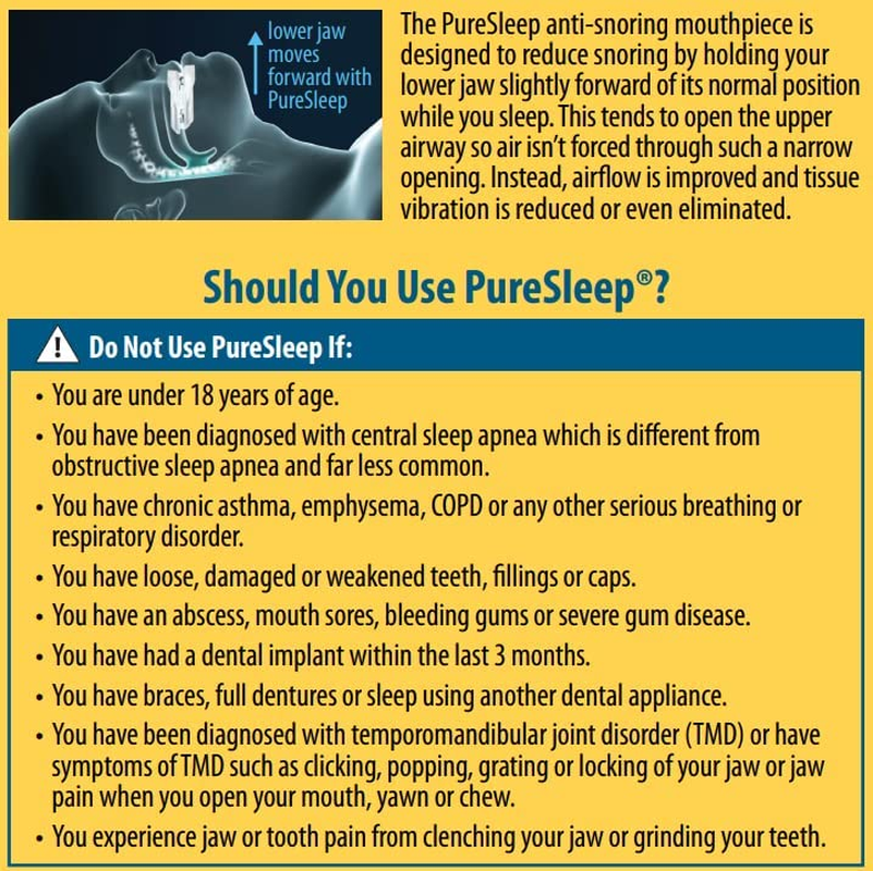 Puresleep Anti-Snoring Mouthpiece – Helps Stop Snoring – the Original Anti-Snoring Solution – Comfortable & Adjustable – over a Million Units Sold – Made in the USA