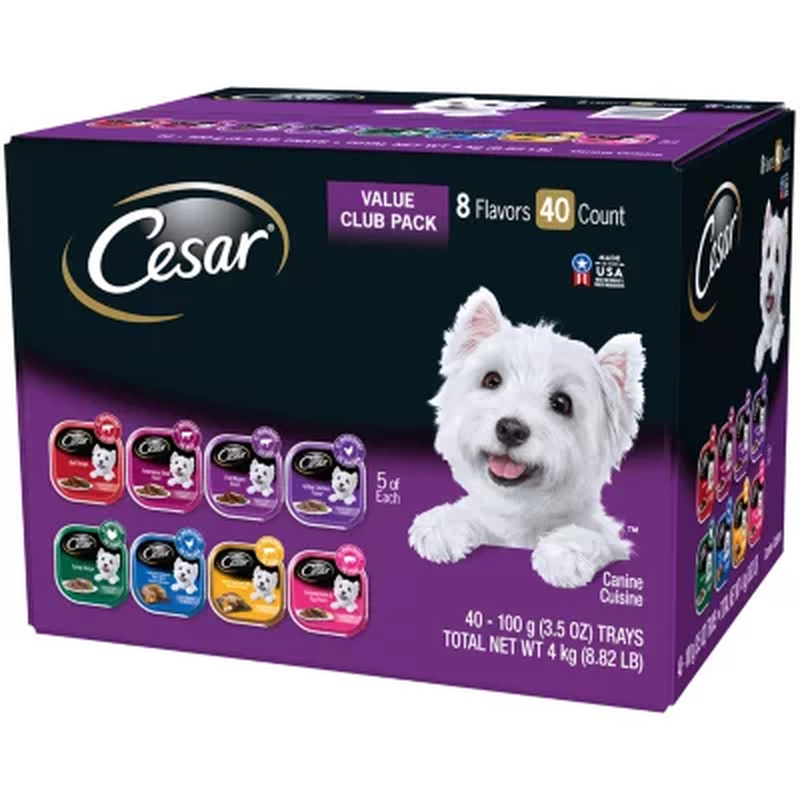 Cesar Canine Cuisine Wet Dog Food, 8 Flavor Variety Pack Classic Loaf in Sauce (3.5 Oz., 40 Ct.) New Holicare`s deal