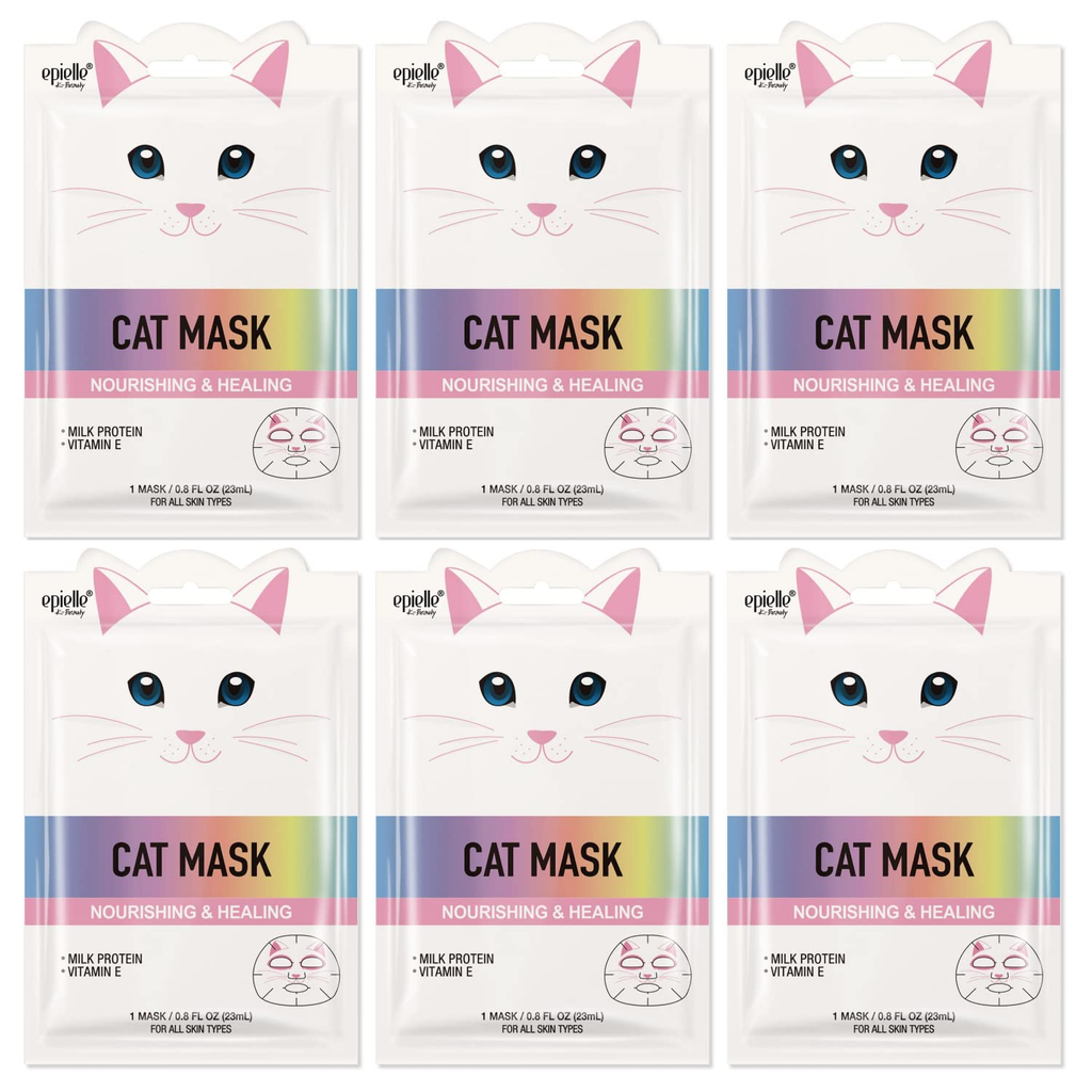 Epielle Character Sheet Masks | Animal Spa Mask | -For All Skin Types |Spa Gifts for Women, Spa Gift, Birthday Party Gift for Her Kids, Spa Day Party, Girls Night, Fun Face Masks, Summer Skincare| (Assorted Character Mask-6Pk A)