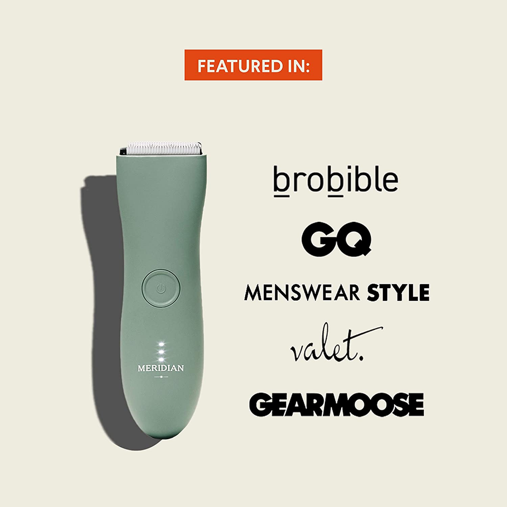 The Complete Package by Meridian: Includes Men’S Waterproof Electric Below-The-Belt Trimmer and the Spray (50 Ml) | Features Ceramic Blades and Sensitive Shave Tech (Sage)