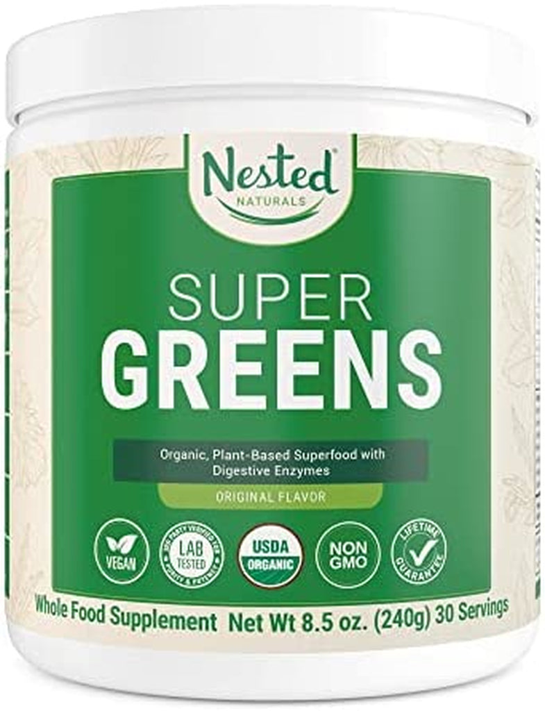 Super Greens #1 Green Superfood Powder 21Oz Shaker Bottle, 100% USDA Organic Non-Gmo, 20+ Whole Foods (Spirulina, Wheat Grass), Probiotics, Fiber & Enzymes (Original 30 Servings)