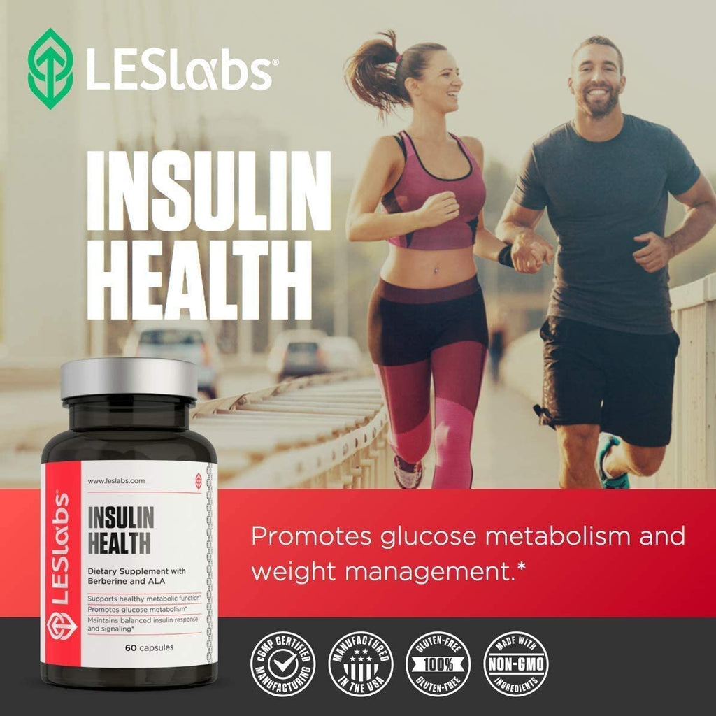 LES Labs Insulin Health – Metabolic Health, Glucose Support, Lipid & Carbohydrate Metabolism – Berberine, Chromium, Olive Leaf, Alpha Lipoic Acid & Vanadium – Non-Gmo Supplement – 60 Capsules