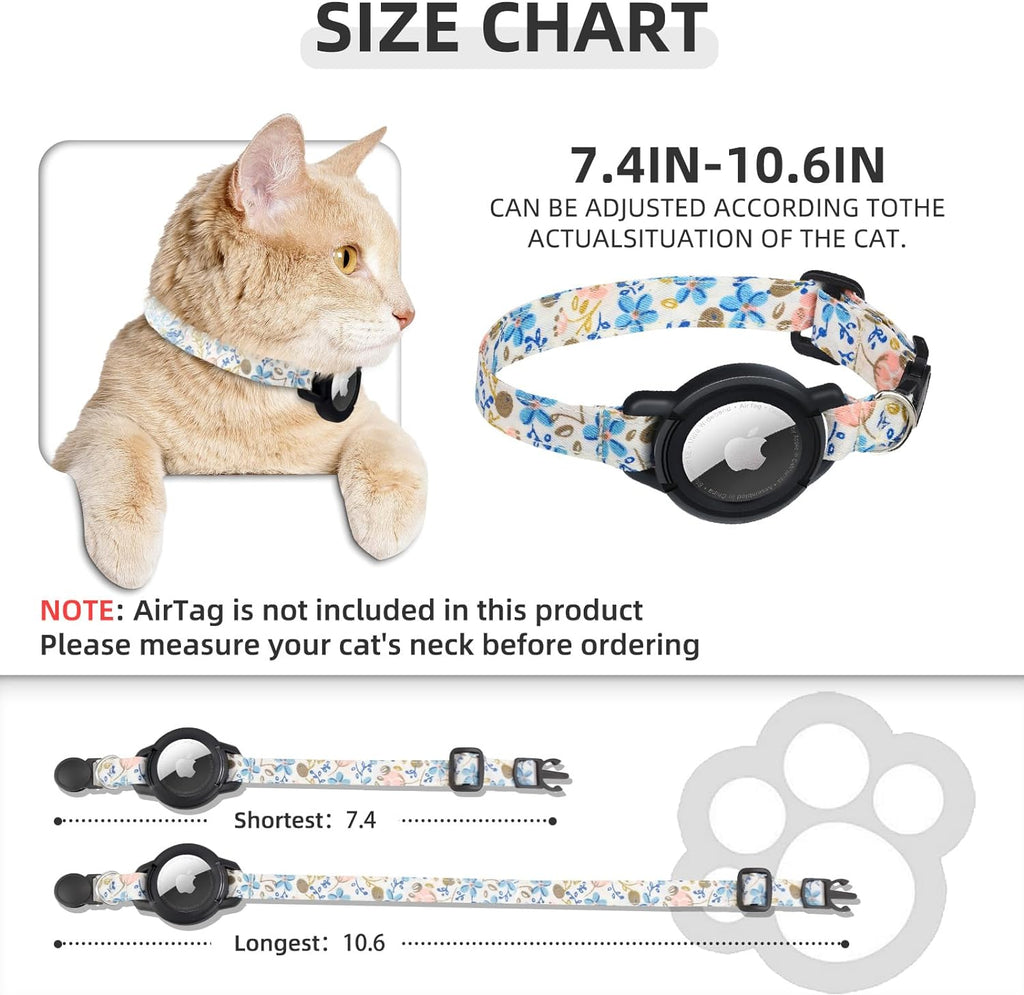 Airtag Cat Collar Breakaway, Integrated GPS Cat Collar with Apple Air Tag Holder, Air Tag Cat Tracker Collars with Bells for Girl Boy Cats, Kittens and Puppies (Beige)