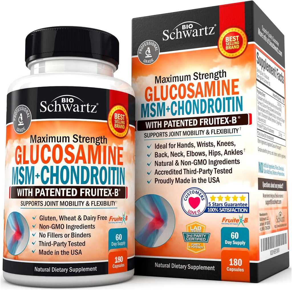 Glucosamine Chondroitin MSM 2,110Mg Joint Support Supplement with Turmeric Curcumin for Daily Relief & Healthy Inflammatory Response - Hands, Back & Knee Joint Health for Adults - 90 Capsules