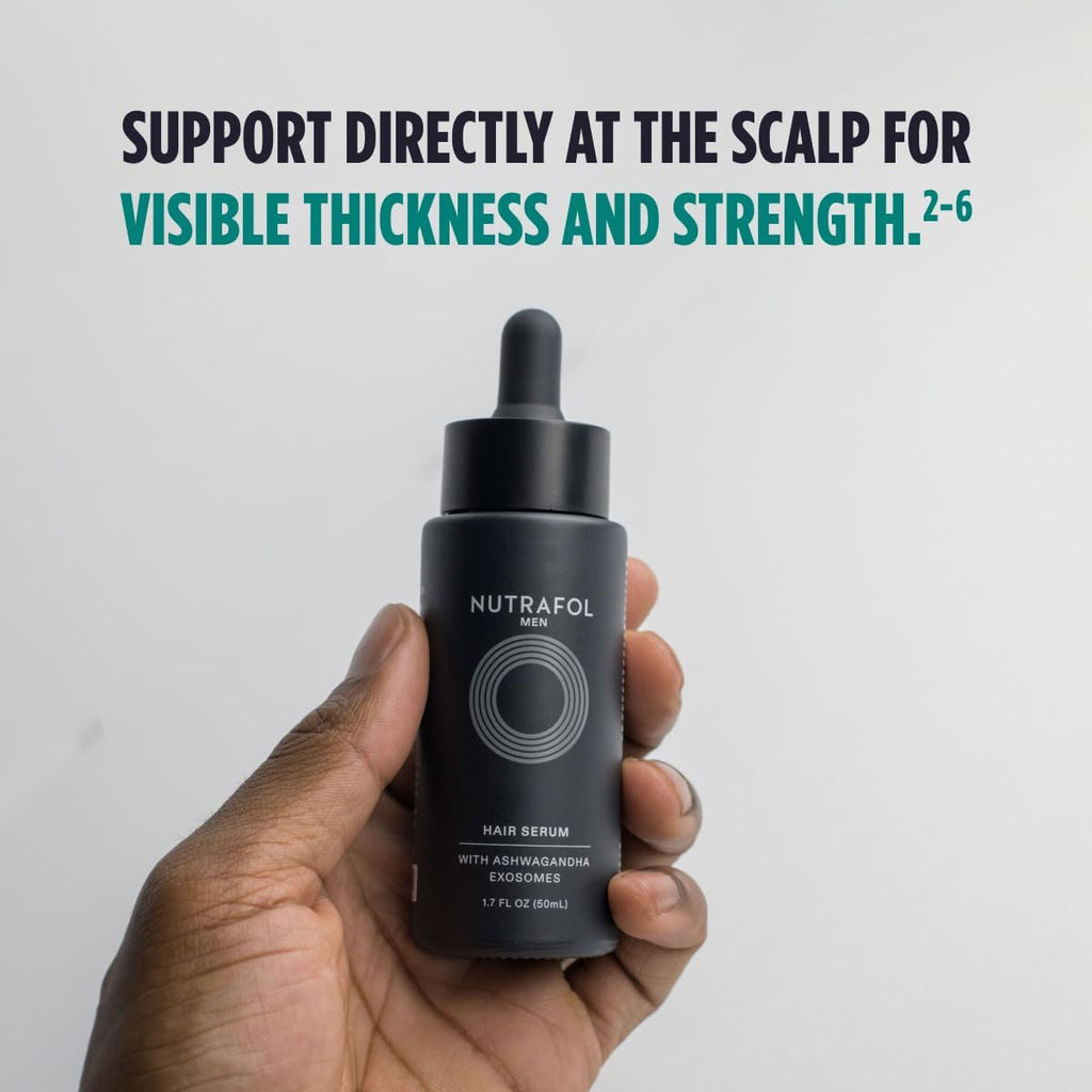 "Get Thicker, Stronger Hair with Nutrafol Men's Hair Growth Supplement and Hair Serum - Clinically Tested for Results - 1 Month Supply!"