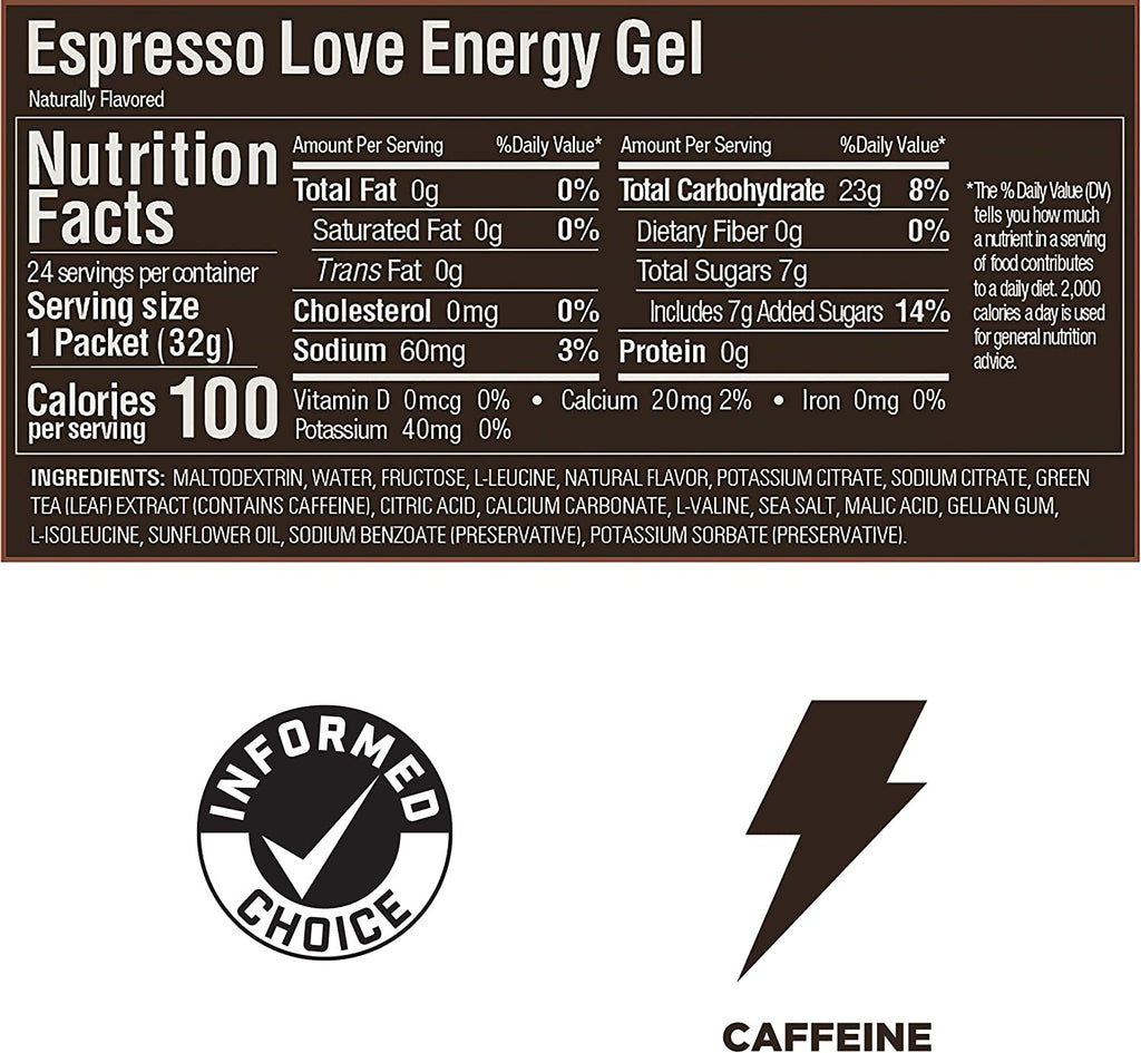 GU Energy Original Sports Nutrition Energy Gel, 24-Count, Espresso Love
