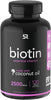 Sports Research Extra Strength Vegan Biotin (Vitamin B) Supplement with Organic Coconut Oil - Supports Keratin for Healthier Hair & Nails - Great for Women & Men - 10,000Mcg, 120 Veggie Softgel Capsules