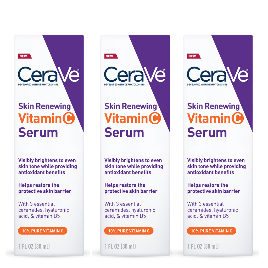 CeraVe Skin Renewing Vitamin C Face Serum with Hyaluronic Acid and 10% Vitamin C - Visibly Brightens to Even Skin Tone While Providing Antioxidant Benefits - 1oz/30ml
