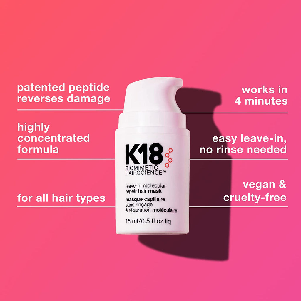 K18 Leave-In Repair Hair Mask Treatment to Repair Dry or Damaged Hair - 4 Minutes to Reverse Hair Damage from Bleach, Color, Chemical Services and Heat