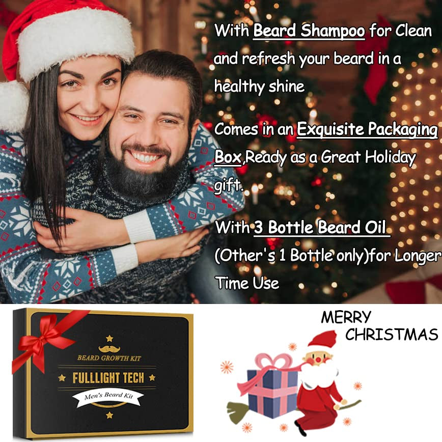 "Ultimate Beard Grooming Kit: Complete Care Package with Beard Wash, Oil, Balm, Comb, Brush, Scissors - Perfect Gift for Men and Husband"
