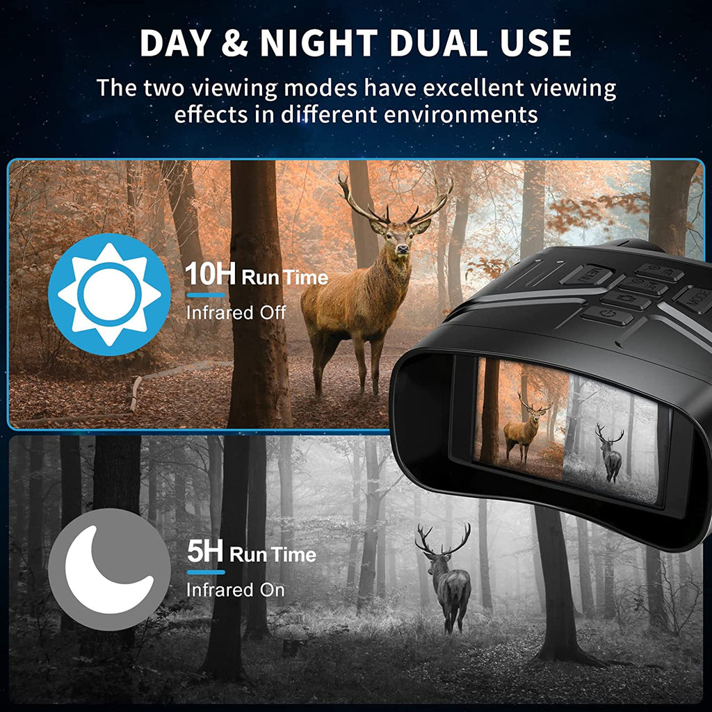 "Enhanced Night Vision Goggles - Capture Stunning 4K Photos and Videos with Large 3'' Screen, Includes 32GB Memory Card & Rechargeable Battery - Perfect for Adults"